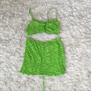 Savage X Fenty Lime Green Lace Lingerie Skirt set